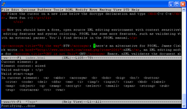 Screenshot of Emacs/PSGML