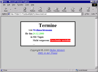 Die XSP-Variante im Explorer 5:
    Unterschiede zum Navigator in der CSS-Interpretation