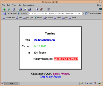 Hier die dynamisch erzeugte
    XSP-Variante im Navigator 4