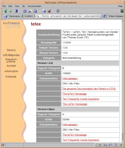 Die aus den XML-Daten automatisch
      erzeugte HTML-Seite